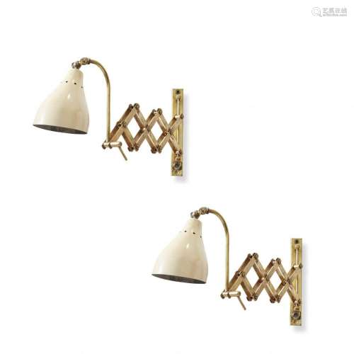 TWO ADJUSTABLE WALL LAMPS  ITALY 1950S