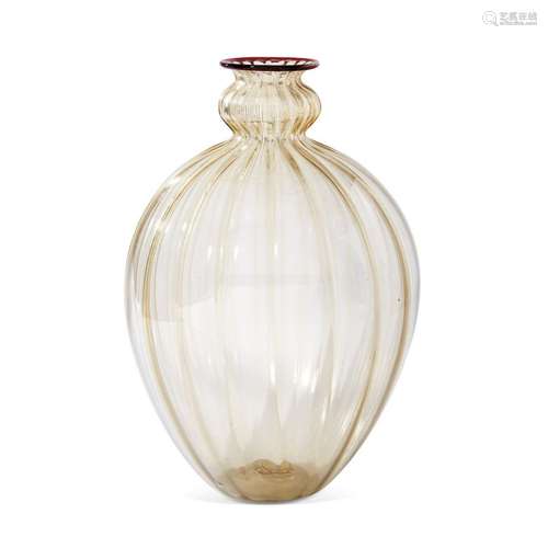 ZECCHIN MARTINUZZI (ATTRIBUITO) - 'COSTOLATO' VASE  1930S