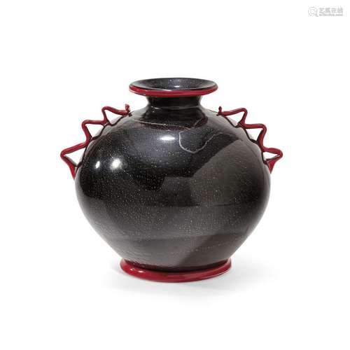 FRATELLI TOSO -  'ROSSO E NERO'  VASE  1930S