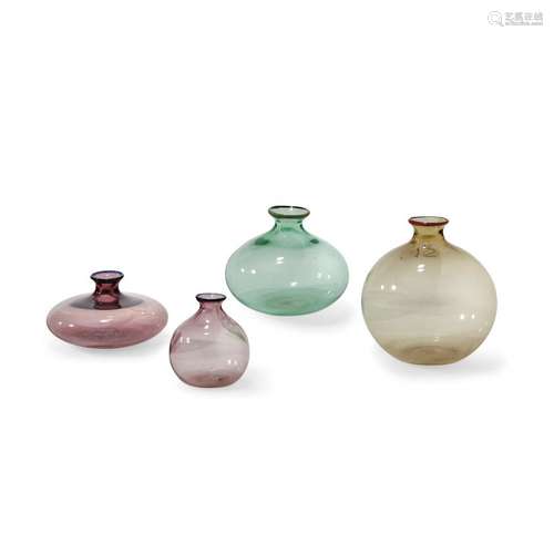 VENINI - FOUR 'MONOFIORE' SMALL VASES  1982