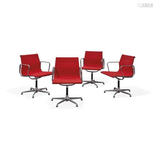 CHARLES & RAY EAMES - FOUR 'ALUMINIUM GROUP' ARMCHAIRS F...