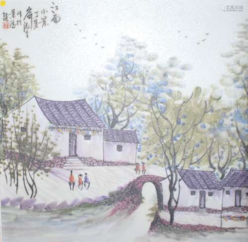 赖德金珍珠地江南小景瓷板画