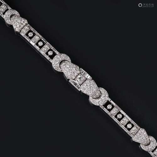 A higcarat Art-déco Diamond Bracelet.