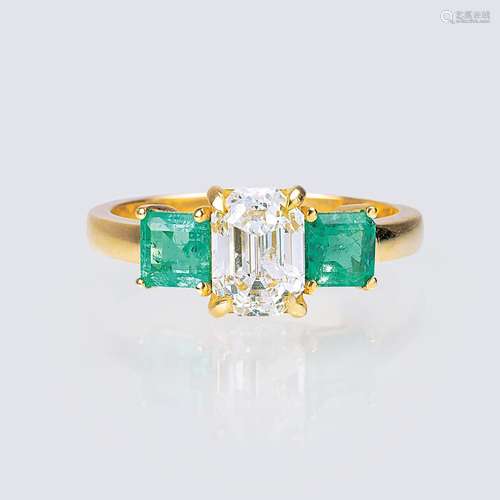 A River Diamond Emerald Ring.