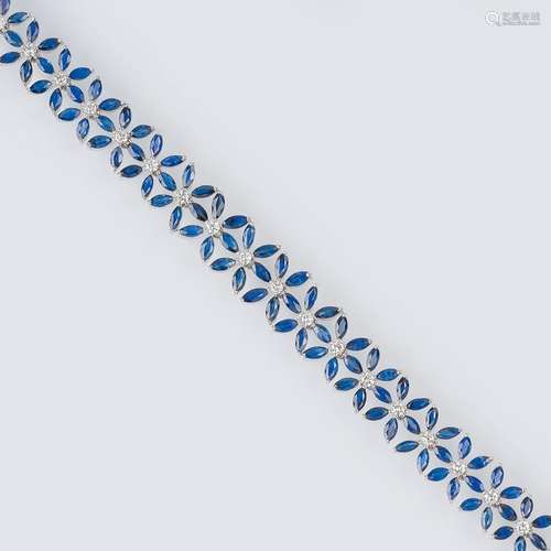 A Sapphire Diamond Bracelet 'Fleur des prés'.