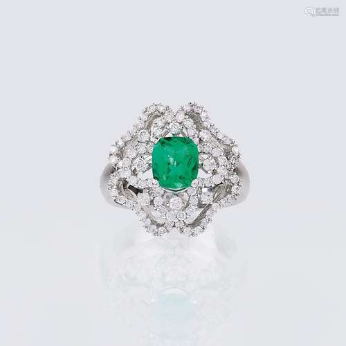 An Emerald Diamond Ring.