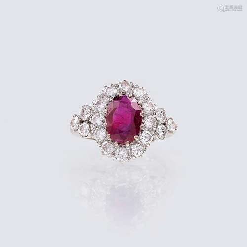 A Ring with Natural Ruby and Diamonds.