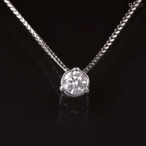 A Solitaire Diamond Pendant on Necklace.