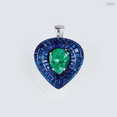 Juwelier Wilm. A Colour-intensive Heartshaped Emerald Sapphi...