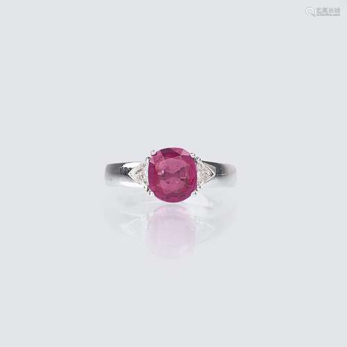 Juwelier Wempe. A Natural Pink Sapphire Ring with Diamonds.