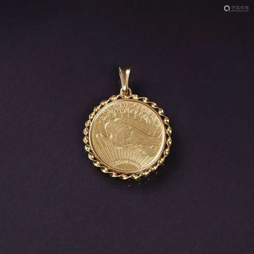 A Gold Coin 'Saint Gaudens Double Eagle' as Pendant.