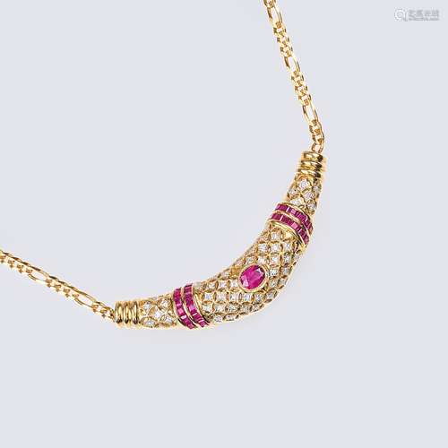 A Gold Necklace with Rubies and Diamonds.