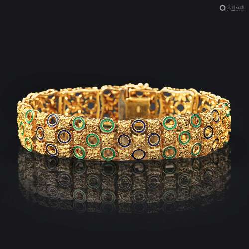 A Gold Bracelet with Enamel Ornaments.