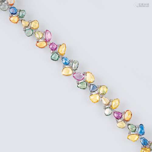 A colourful Sapphire Diamond Bracelet.