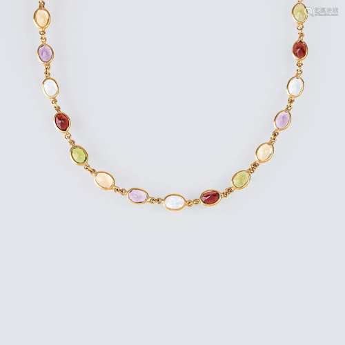 A Necklace with Coloured Gemstones.