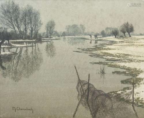 Max Clarenbach (Neuss 1880 - Köln 1952). Winter at River Rhi...
