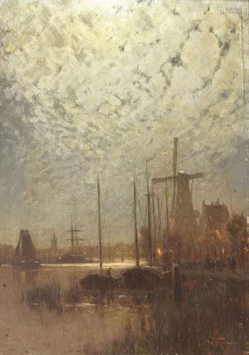 Walter Moras (Berlin 1856 - Berlin 1925). Port of Amsterdam.