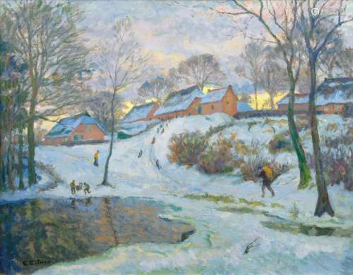 Ernst Eitner (Hamburg 1867 - Hamburg 1955). Winter Fun in Hu...
