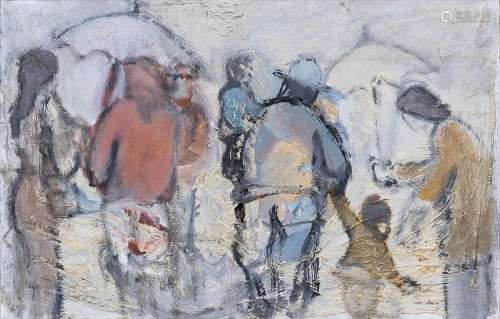Israeli Artist active 2nd half 20th cent. Two paintings: peo...