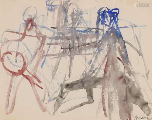 Jean AUJAME (1905-1965) "Composition" aquarelle sb...