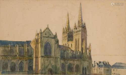 Henri BARNOIN (1882-1940) "La cathédrale de Quimper&quo...