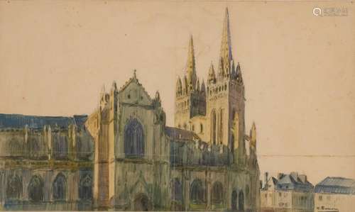 Henri BARNOIN (1882-1940) "La cathédrale de Quimper&quo...