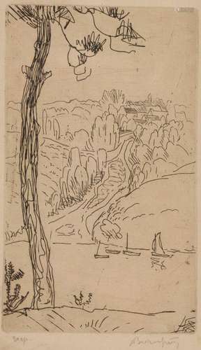 Adolphe BEAUFRERE (1876-1960)  « Paysage, Le Canet » Eau for...