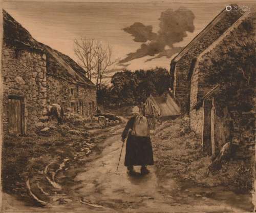 Henri DELAVALLEE (1862-1943) "La rue du hameau Lefèvre ...