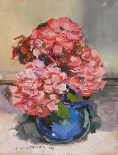 Jean Pierre LE BRAS (1931-2017) "Bouquet d'hortensias&q...