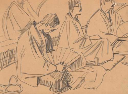 Mathurin MEHEUT (1882-1958) "Trois japonais assis"...