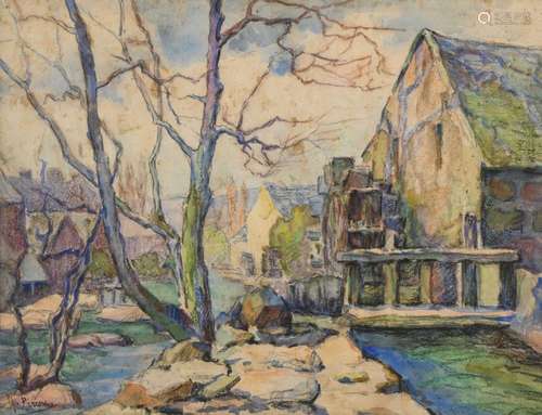 Mary PIRIOU-BAZIN (1881-1956)  « Le moulin de Rosmadec à Pon...