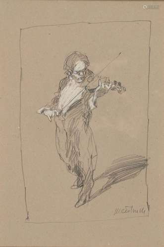 Claude WEISBUCH (1927-2014) "Le violoniste" graphi...