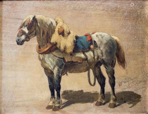 Künstler Ende 19. Jh.,  Gesatteltes Pferd  /  A saddled hors...