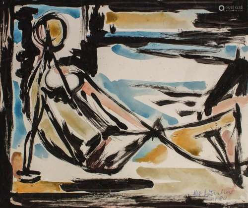 Otto Ditscher (1903-1987),  Abstrakter, sitzender Frauenakt ...