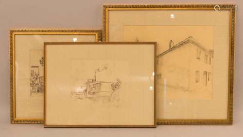 August Croissant (1870-1941), 3 Zeichnungen / 3 drawings, um...