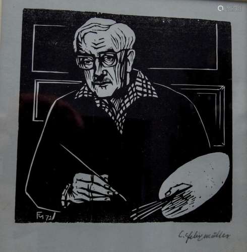 Conrad Felixmüller (1897-1977),  Selbstbildnis mit Palette u...