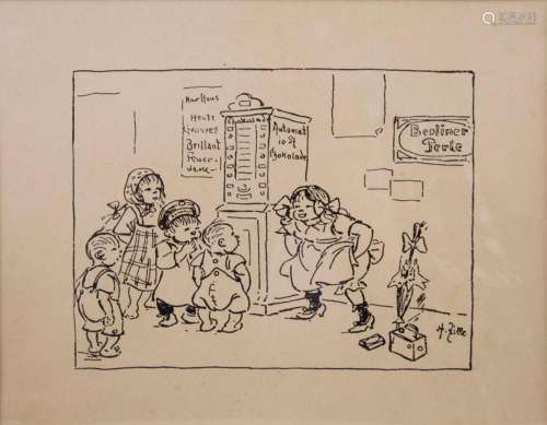 Heinrich Zille (1858-1929),  Kinder am Schokoladenautomaten ...