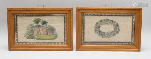 Zwei Stickbilder / Two embroidery pictures, Anfang 20. Jh.