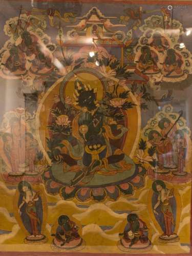 Tangka mit Grüner Tara, Tibet, 18. Jh.