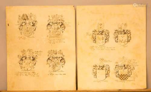 Konvolut 97 Wappenbögen / A set of 97 sheets of coat of arms...