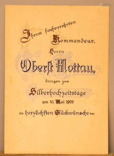 Heraldik Mappe mit Urkunden von Oberst Mottau / Heraldry, a ...