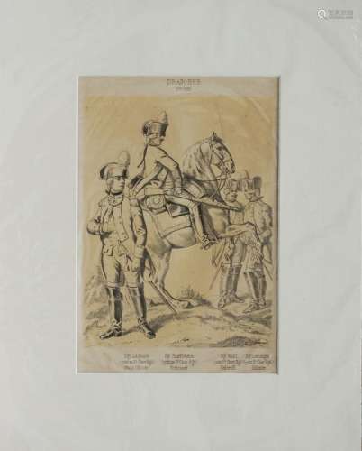 Lithographie der Dragoner des Pfälzischen Regiments, um 1850