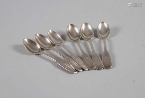 6 Mokkalöffel / 6 silver mocha spoons, wohl Nikolai Pavlovic...