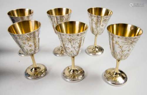 6 Becher / A set of 6 silver beaker, Paris, um 1900