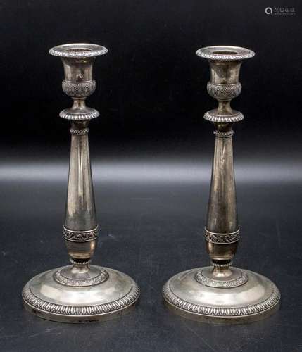 Paar Empire Kerzenleuchter / A pair of Empire silver candles...