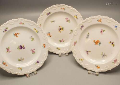 3 Kuchenteller / 3 cake plates, Meissen, um 1860