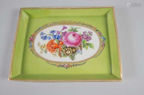 Louis Seize Serviertablett mit Blumenbouquetmalerei / A Loui...