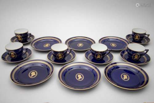 6 Gedecke aus der Komponistenserie / A set of 6 cups, saucer...