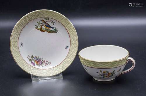 Creamware Teetasse und UT mit Vögeln / A creamware tea cup a...