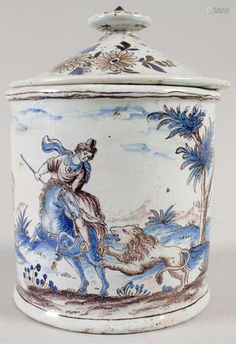 Fayence-Deckeldose / A lidded faience box, Frankreich, 18./1...